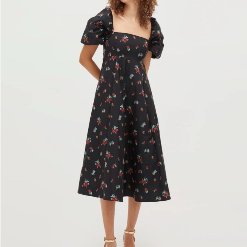 Hill House Matilda Dress in Black Ikat Floral - Picture 2 of 10